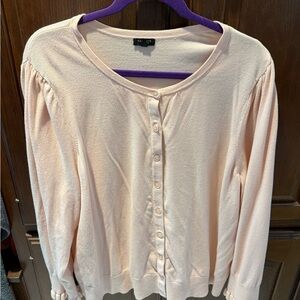 Talbots Women's Pink Cardigan with ruffle trim 3x